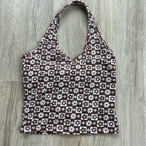 Hollister Brown and White Floral Women's Top